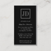 Attorney Lawyer Black/Silver Square Monogram Visitekaartje (Achterkant)