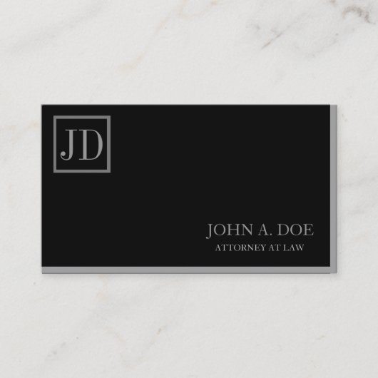 Attorney Lawyer Black/Silver Square Monogram Visitekaartje (Voorkant)