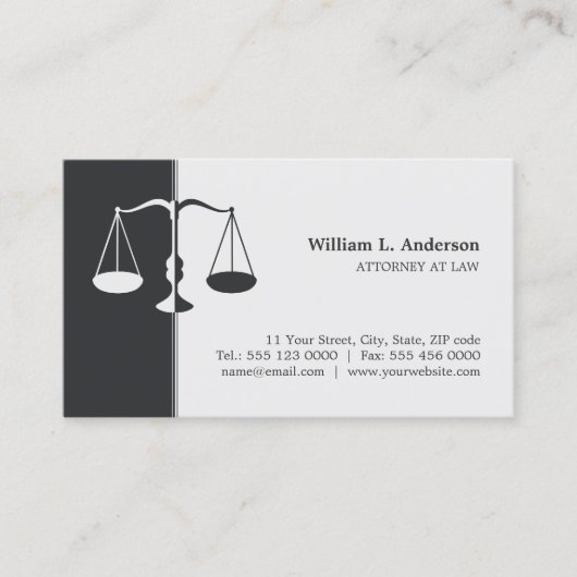 Attorney Lawyer (Gray) Professional visitekaartje (Voorkant)