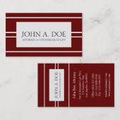 Attorney Lawyer Law Firm Dark Cherry White Stripes Visitekaartje (Voorkant / Achterkant)