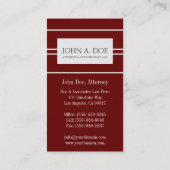Attorney Lawyer Law Firm Dark Cherry White Stripes Visitekaartje (Achterkant)