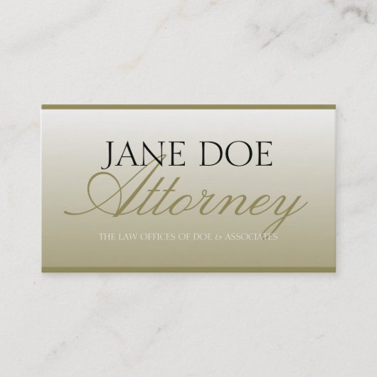 Attorney Lawyer Law Firma Script Gold Fade Visitekaartje (Voorkant)