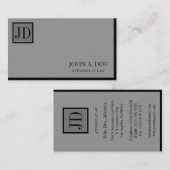 Attorney Lawyer Square Monogram Silver Visitekaartje (Voorkant / Achterkant)