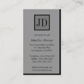 Attorney Lawyer Square Monogram Silver Visitekaartje (Achterkant)