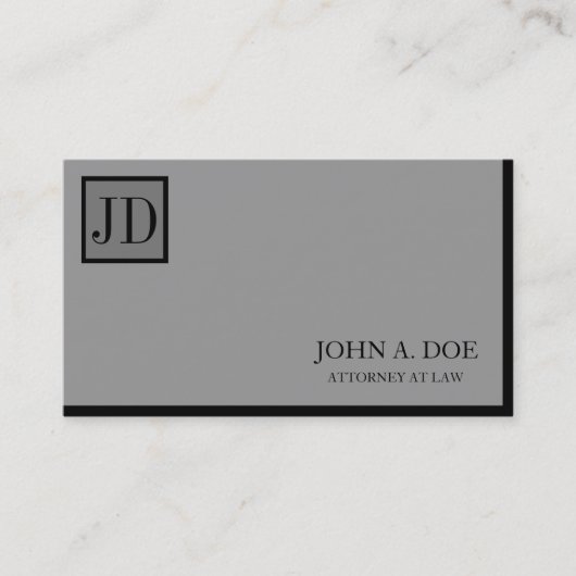 Attorney Lawyer Square Monogram Silver Visitekaartje (Voorkant)