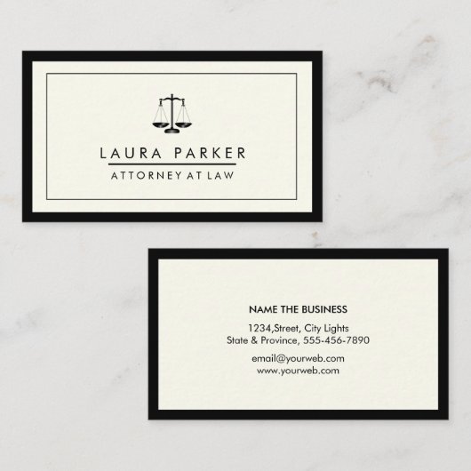 Attorney Legal Lawyer Black Scale Professional Visitekaartje (Voorkant / Achterkant)
