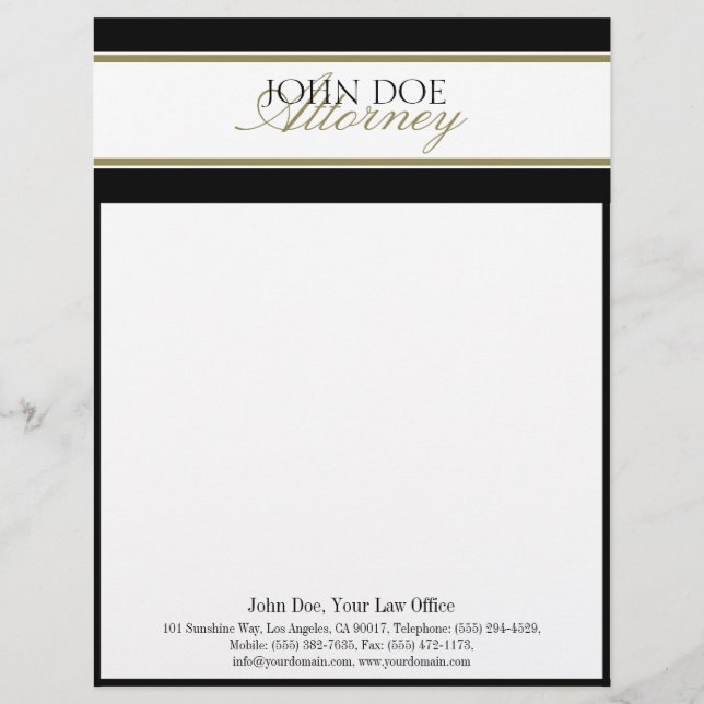 Attorney Letterhead Gold Script MatchBusinessCard Briefhoofd (Voorkant)