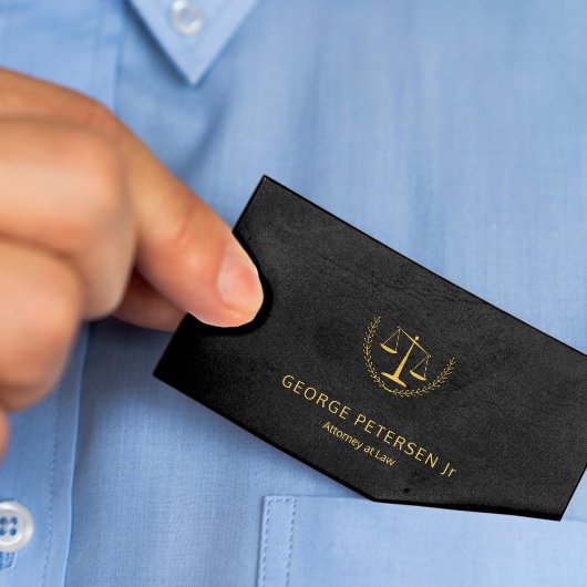 Attorney luxe gouden schaal zwart leder visitekaartje