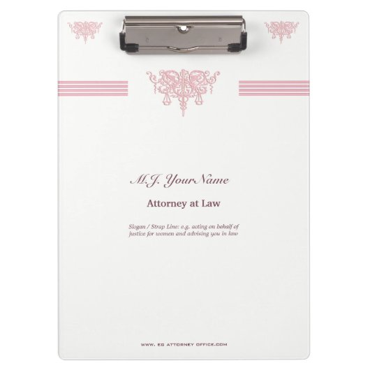 Attorney luxe strepen en roze Justice emblem Klembord (Voorkant)