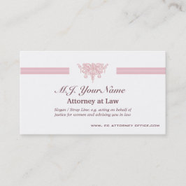 Attorney luxe strepen en roze Justice emblem Visitekaartje
