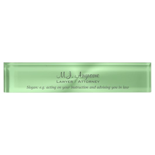 Attorney Luxury apple green justice slogan Naambordje (Voorkant)