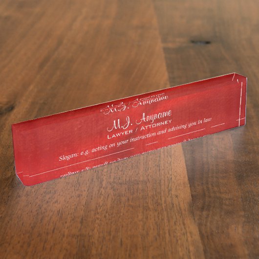 Attorney Luxury heldere, lederen blik en slogan Naambordje (Zijkant)