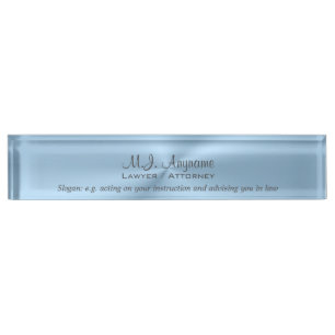 Attorney Luxury ice blue chrome effect met slogan Naambordje