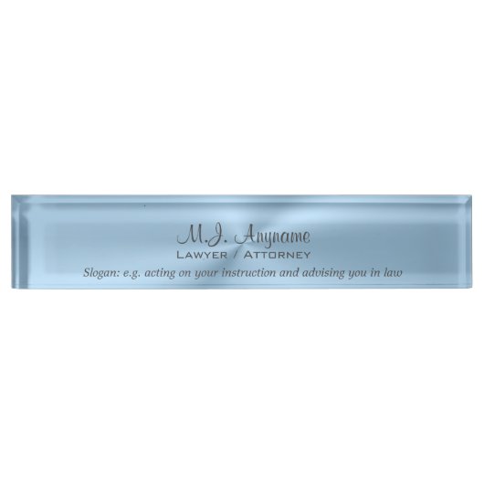 Attorney Luxury ice blue chrome effect met slogan Naambordje (Voorkant)