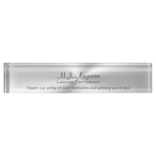 Attorney Luxury poetste chrome look met slogan Naambordje (Voorkant)