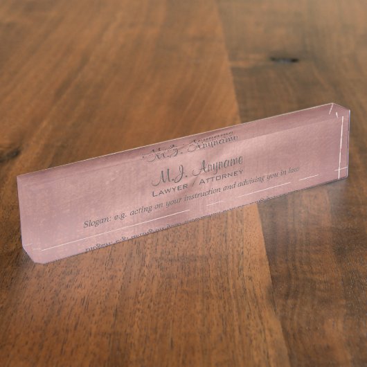 Attorney Luxury roze leder effect met slogan Naambordje (Zijkant)