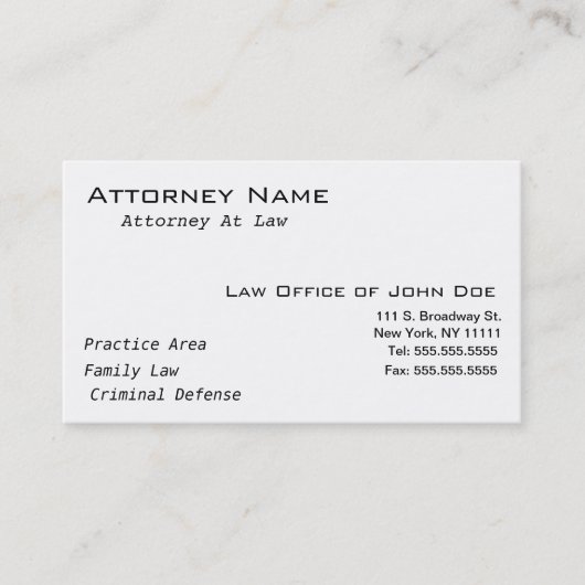 Attorney Modern II - Simple, Clean, Elegant Visitekaartje (Voorkant)