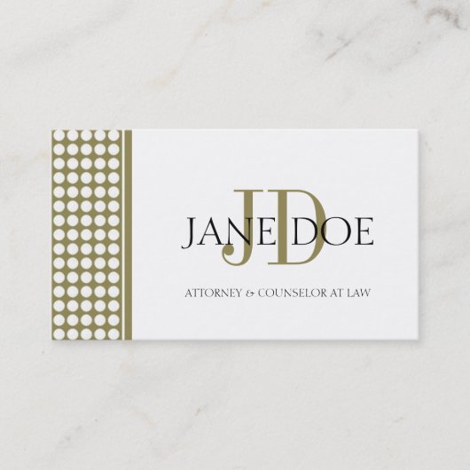 Attorney Monogram Dot Gold Design/White Paper Visitekaartje (Voorkant)