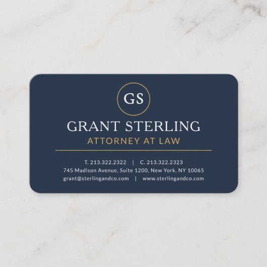 Attorney Navy Blue Professional Visitekaartje (Voorkant)