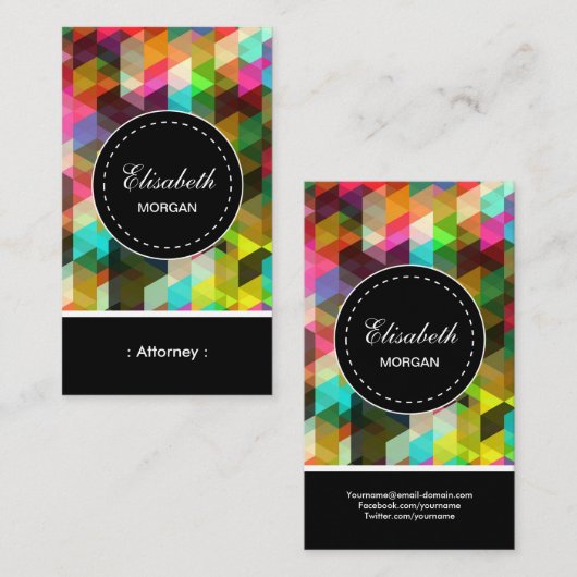 Attorney of Colorful Mosaic Pattern Visitekaartje (Voorkant / Achterkant)