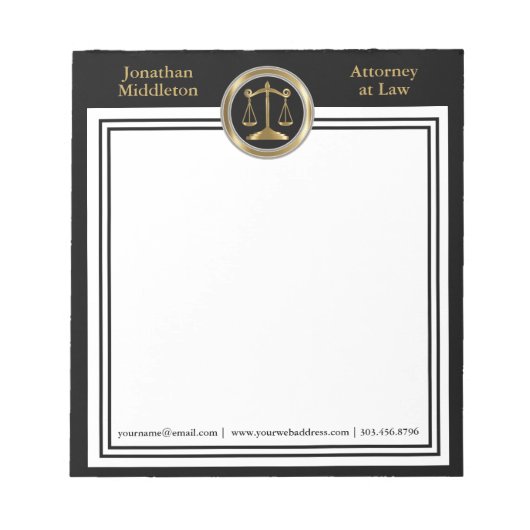 Attorney of Law - Black and Gold Notepad Notitieblok (Voorkant)