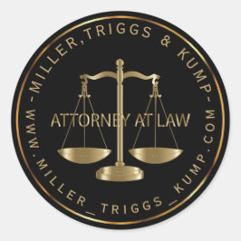 Attorney of Law - Black and Gold Ronde Sticker