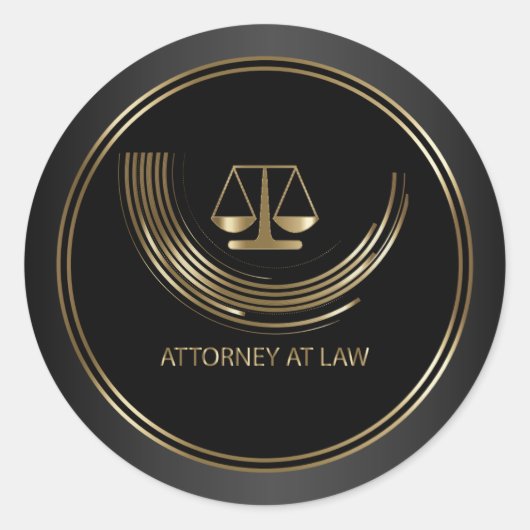 Attorney of Law - Black and Gold Ronde Sticker (Voorkant)