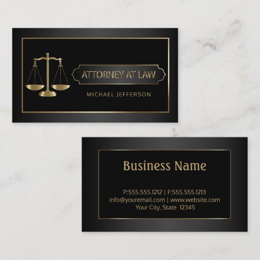 Attorney of Law - Black and Gold Visitekaartje (Voorkant / Achterkant)