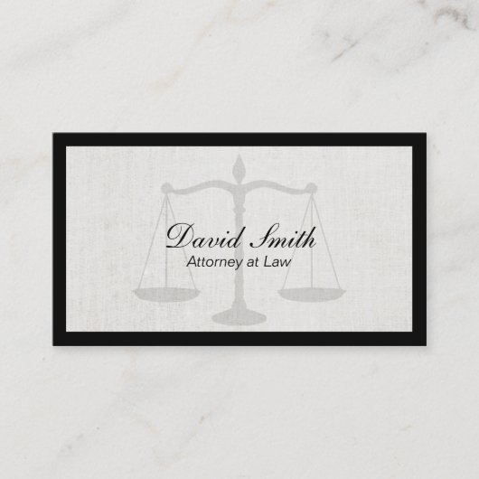Attorney of Law Black Border Linen Background Visitekaartje (Voorkant)