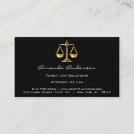 Attorney of Law Black Gold Scale Lawyer Custom Log Visitekaartje