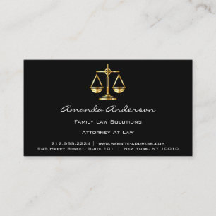 Attorney of Law Black Gold Scale Lawyer Custom Log Visitekaartje