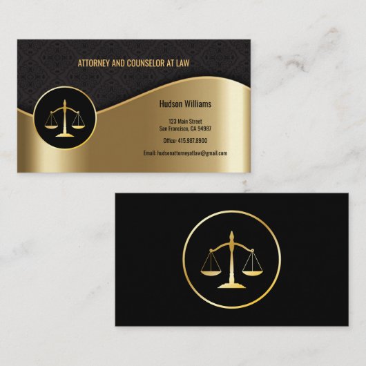 Attorney of Law Black & Gold Scales Visitekaartjes (Voorkant / Achterkant)