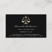 Attorney of Law Black Golden Scale Lawyer Custom Visitekaartje (Voorkant)