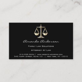 Attorney of Law Black Golden Scale Lawyer Custom Visitekaartje
