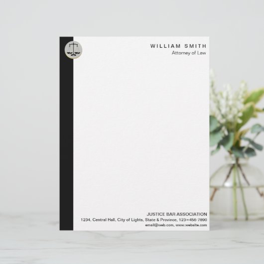 Attorney of Law Black Scale Lawyer Justice Briefhoofd (Staand voorkant)