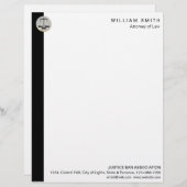 Attorney of Law Black Scale Lawyer Justice Briefhoofd (Voorkant / Achterkant)