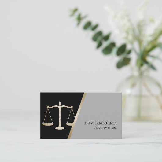Attorney of Law Classic Black & Gold Lawyer Visitekaartje (Staand voorkant)