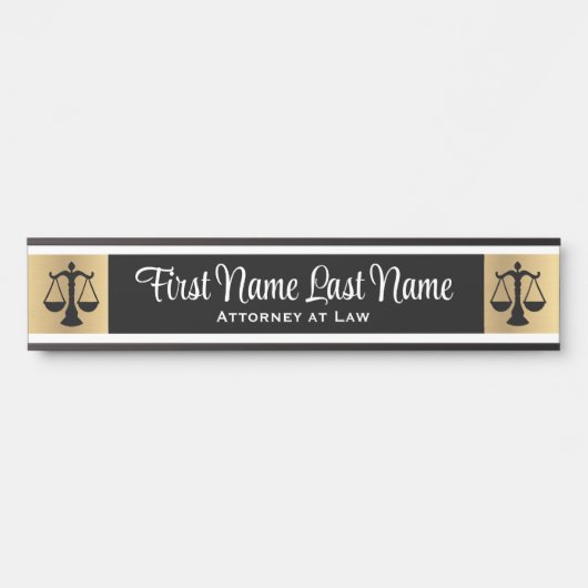 Attorney of Law Door Signs Lawyer Gold Long Name Deurbordje (Voorkant)