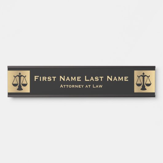 Attorney of Law Door Signs Lawyer Gold Long Name Deurbordje (Voorkant)