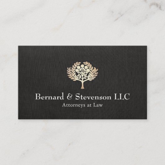 Attorney of Law Faux Gold Leaf en Black Linen Visitekaartje (Voorkant)