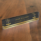 Attorney of Law Gold Black Legal Scale Classic Naambordje (Zijkant)