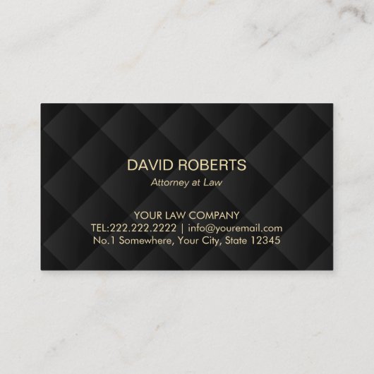 Attorney of Law Gold Scale Classy Black Quiled Visitekaartje (Achterkant)