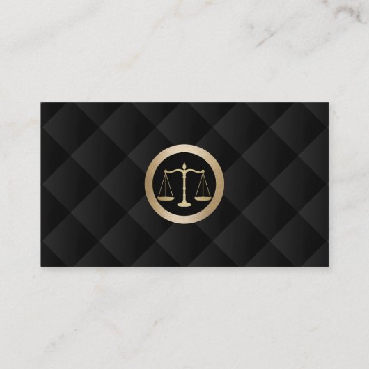 Attorney of Law Gold Scale Classy Black Quiled Visitekaartje (Voorkant)