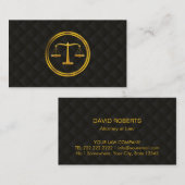 Attorney of Law Gold Scale Classy Black Quiled Visitekaartje (Voorkant / Achterkant)