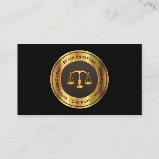 Attorney of Law Gold Scale Visitekaartje (Voorkant)