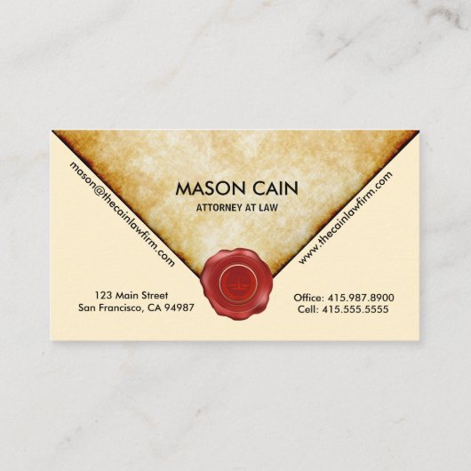 Attorney of Law Gold with Red Seal Visitekaartjes (Achterkant)