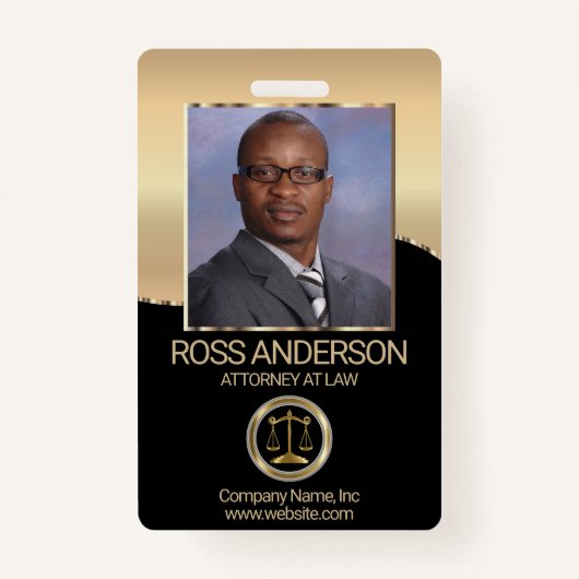 Attorney of Law in Black and Gold Badge (Voorkant)