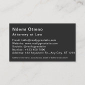 Attorney of Law Justice Scale Black Visitekaartje (Achterkant)