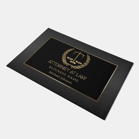 Attorney of Law Kantoor - Black and Gold Deurmat (Schuin)