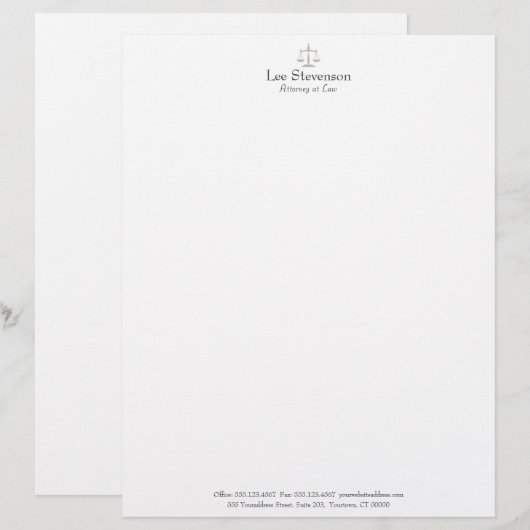 Attorney of Law Letterhead Briefhoofd (Voorkant / Achterkant)